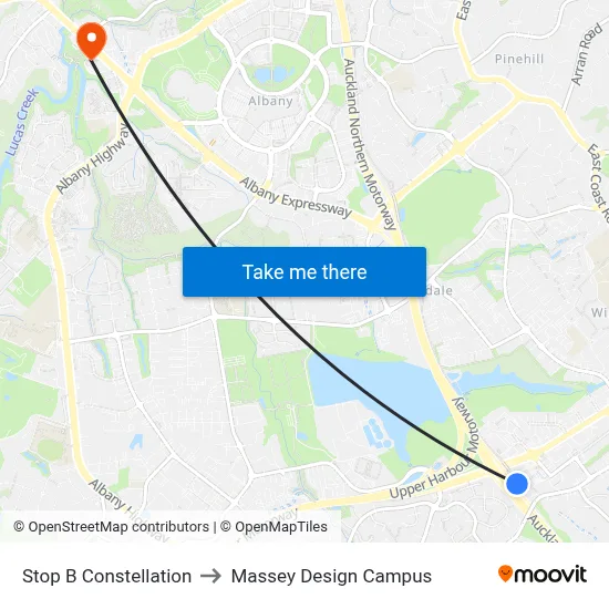 Stop B Constellation to Massey Design Campus map