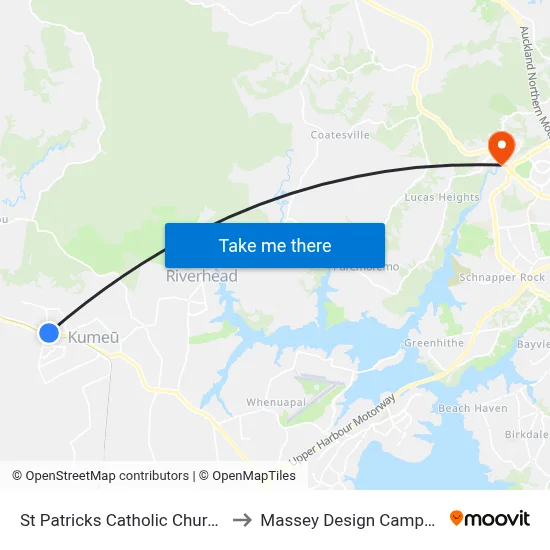 St Patricks Catholic Church to Massey Design Campus map