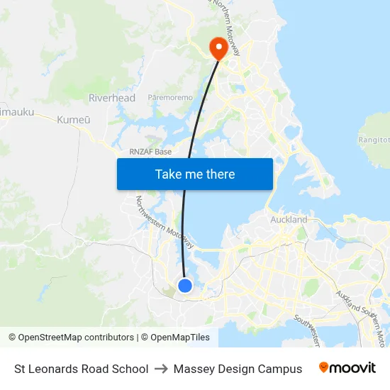 St Leonards Road School to Massey Design Campus map