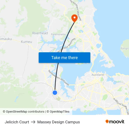 Jelicich Court to Massey Design Campus map