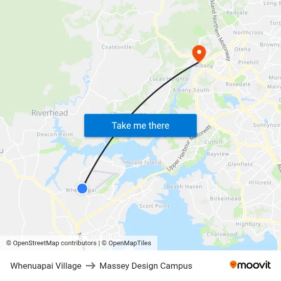 Whenuapai Village to Massey Design Campus map