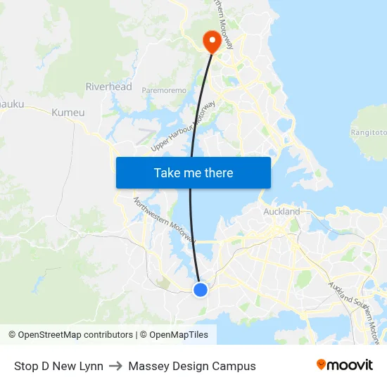 Stop D New Lynn to Massey Design Campus map