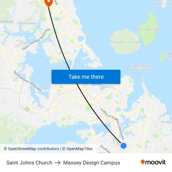 Saint Johns Church to Massey Design Campus map