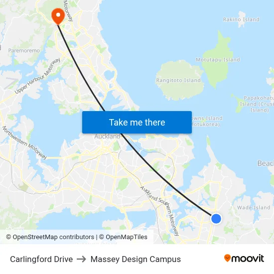 Carlingford Drive to Massey Design Campus map