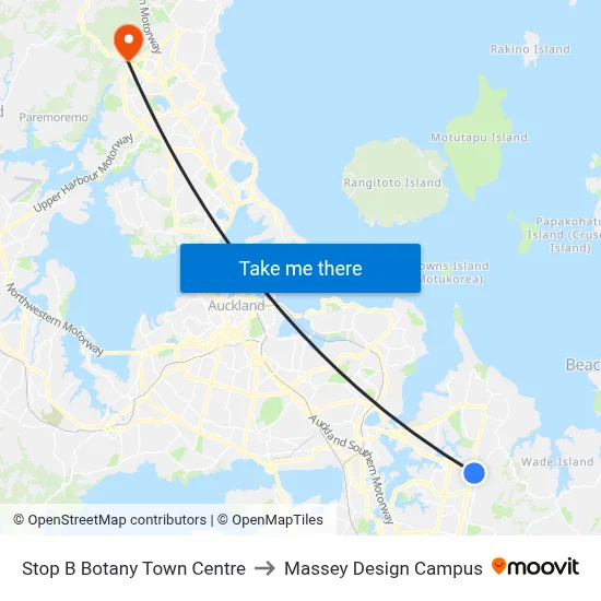 Stop B Botany Town Centre to Massey Design Campus map