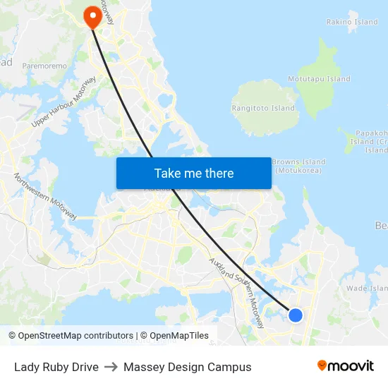 Lady Ruby Drive to Massey Design Campus map