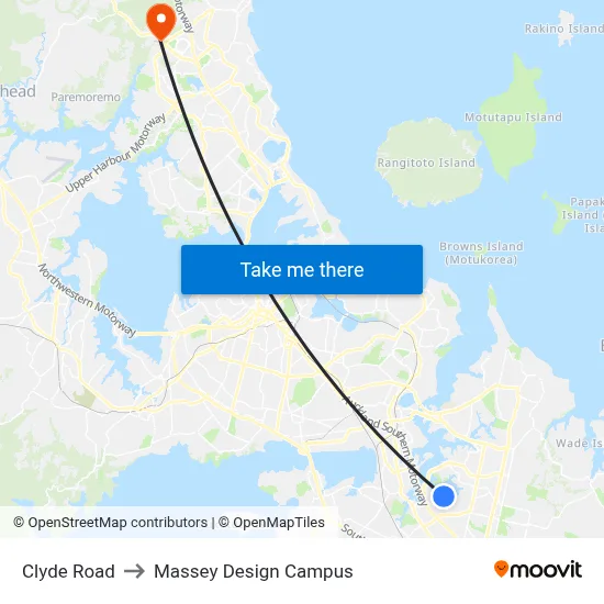 Clyde Road to Massey Design Campus map