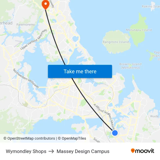 Wymondley Shops to Massey Design Campus map
