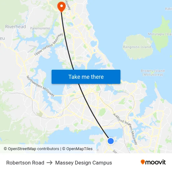 Robertson Road to Massey Design Campus map