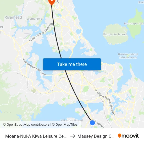 Moana-Nui-A Kiwa Leisure Centre Pools to Massey Design Campus map