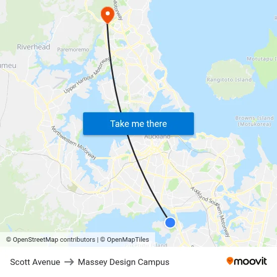 Scott Avenue to Massey Design Campus map