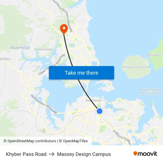 Khyber Pass Road to Massey Design Campus map