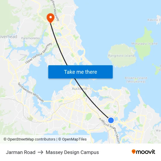 Jarman Road to Massey Design Campus map