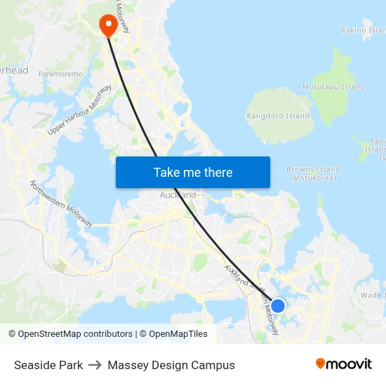 Seaside Park to Massey Design Campus map