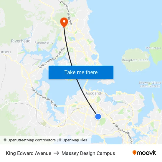 King Edward Avenue to Massey Design Campus map