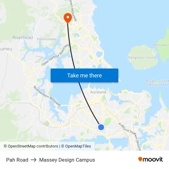 Pah Road to Massey Design Campus map