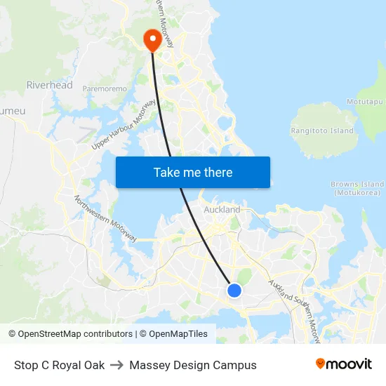 Stop C Royal Oak to Massey Design Campus map