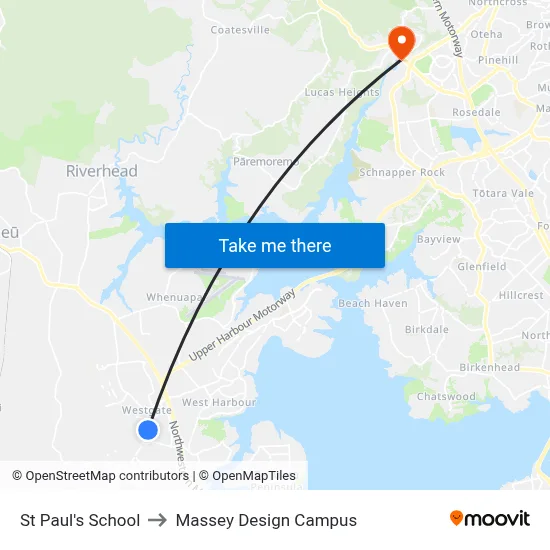 St Paul's School to Massey Design Campus map