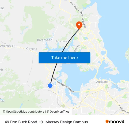 49 Don Buck Road to Massey Design Campus map