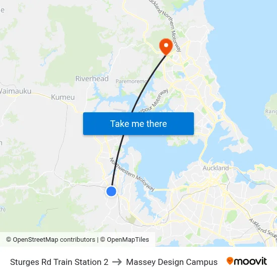 Sturges Rd Train Station 2 to Massey Design Campus map
