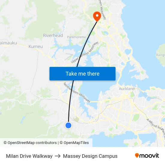Milan Drive Walkway to Massey Design Campus map