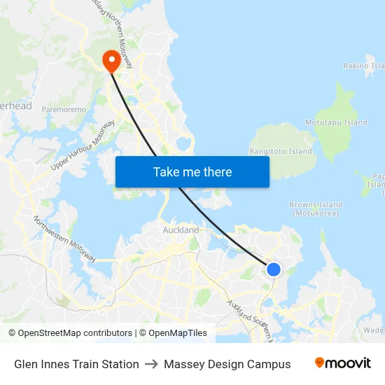 Glen Innes Train Station to Massey Design Campus map