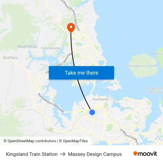 Kingsland Train Station to Massey Design Campus map