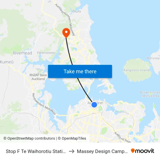 Stop F Te Waihorotiu Station to Massey Design Campus map