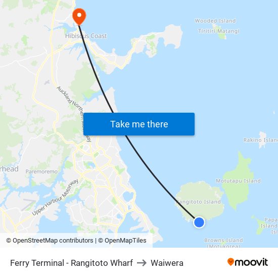 Ferry Terminal - Rangitoto Wharf to Waiwera map