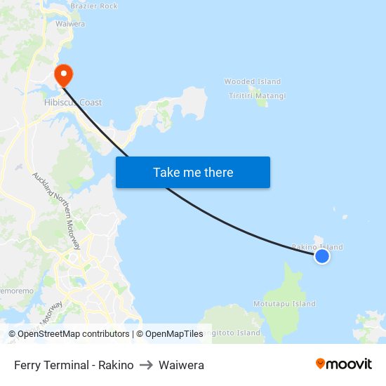 Ferry Terminal - Rakino to Waiwera map