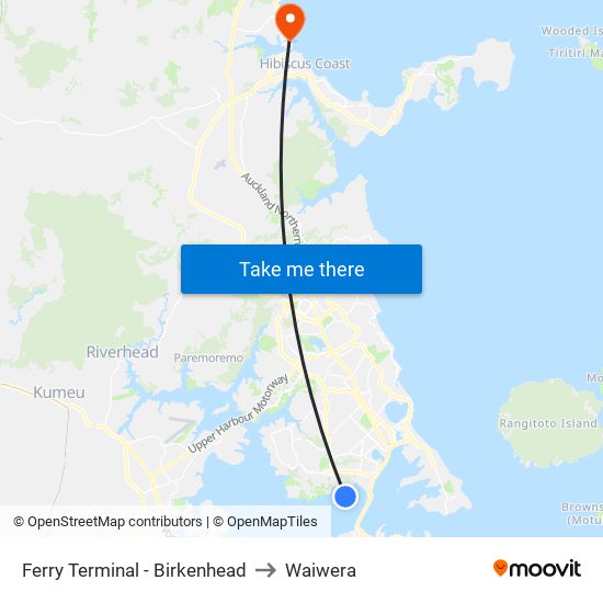 Ferry Terminal - Birkenhead to Waiwera map