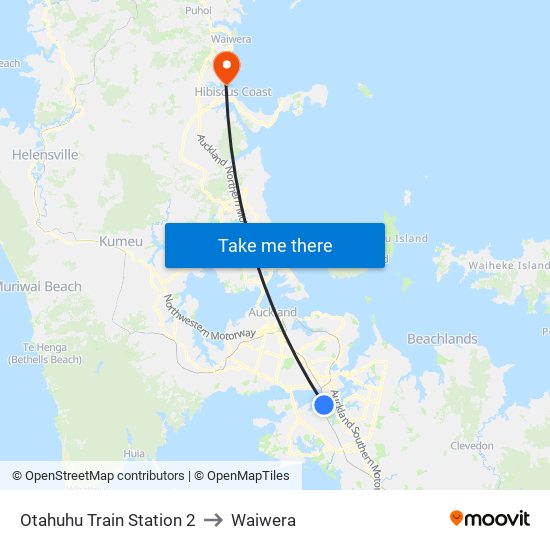 Otahuhu Train Station 2 to Waiwera map