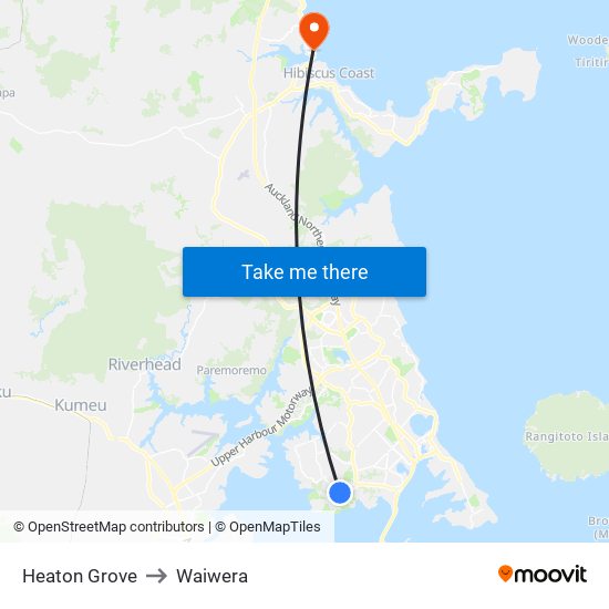Heaton Grove to Waiwera map
