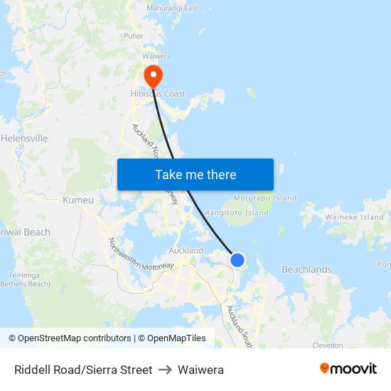 Riddell Road/Sierra Street to Waiwera map