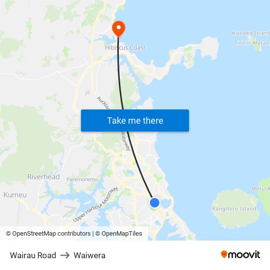 Wairau Road to Waiwera map