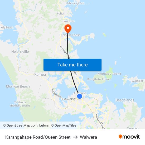 Karangahape Road/Queen Street to Waiwera map