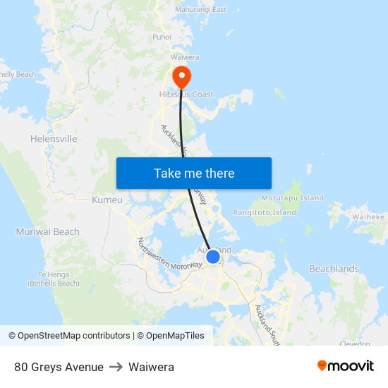 80 Greys Avenue to Waiwera map