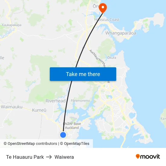 Te Hauauru Park to Waiwera map