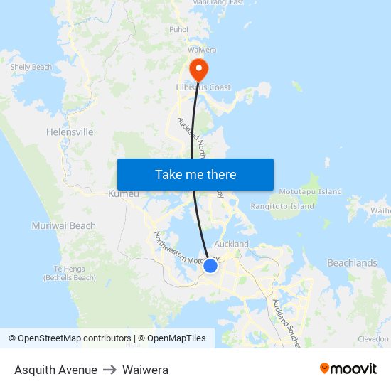 Asquith Avenue to Waiwera map