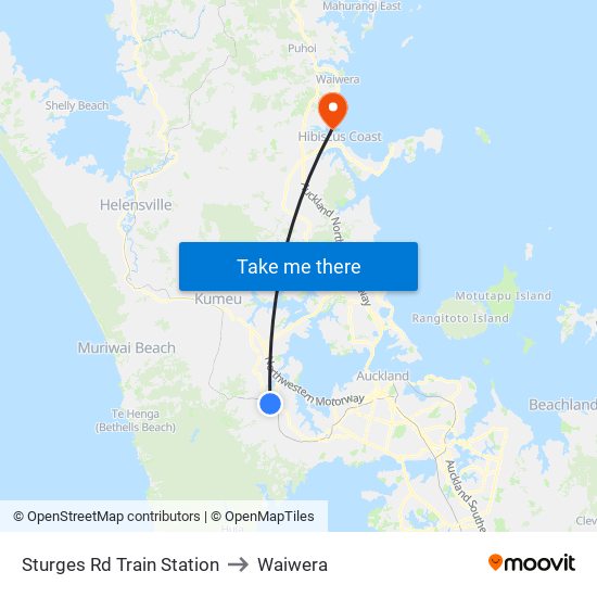 Sturges Rd Train Station to Waiwera map