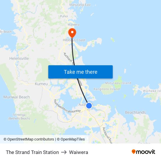 The Strand Train Station to Waiwera map