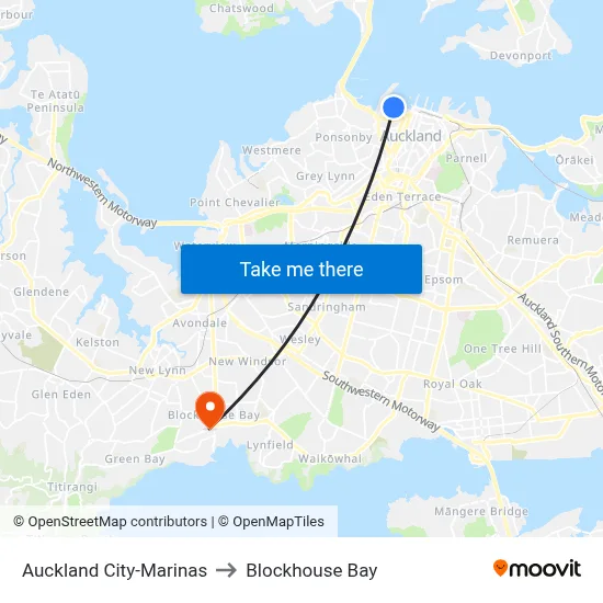 Auckland City-Marinas to Blockhouse Bay map
