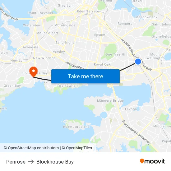 Penrose to Blockhouse Bay map