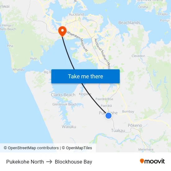 Pukekohe North to Blockhouse Bay map