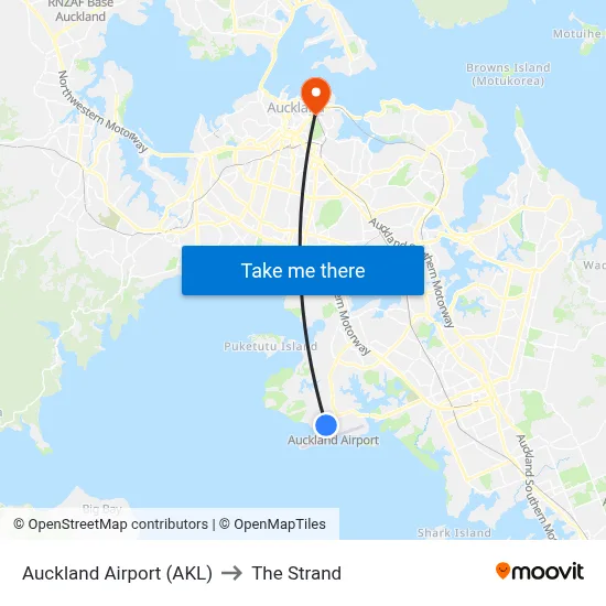 Auckland Airport (AKL) to The Strand map