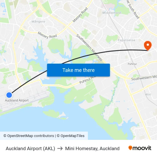 Auckland Airport (AKL) to Mini Homestay, Auckland map