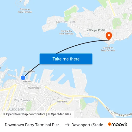 Downtown Ferry Terminal Pier 13 to Devonport (Station) map