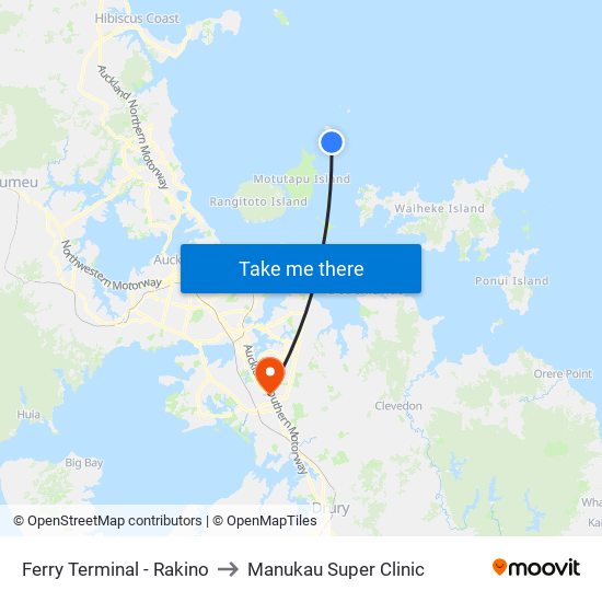 Ferry Terminal - Rakino to Manukau Super Clinic map