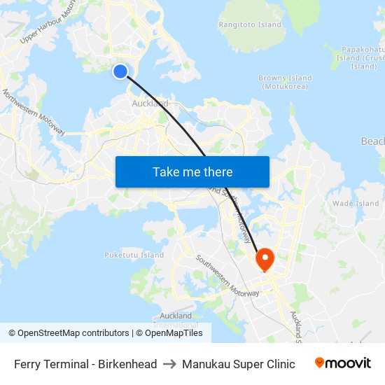 Ferry Terminal - Birkenhead to Manukau Super Clinic map