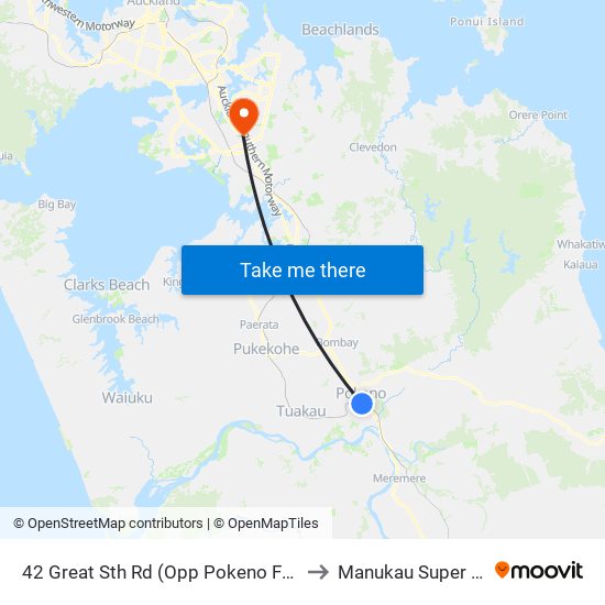 42 Great Sth Rd (Opp Pokeno Fuel Stop) to Manukau Super Clinic map